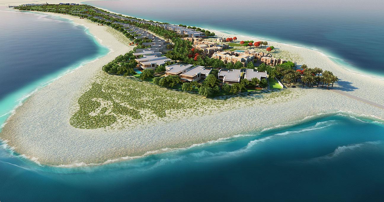 Aerial view of Hidd Al Saadiyat beachfront villas on Saadiyat Island Abu Dhabi
